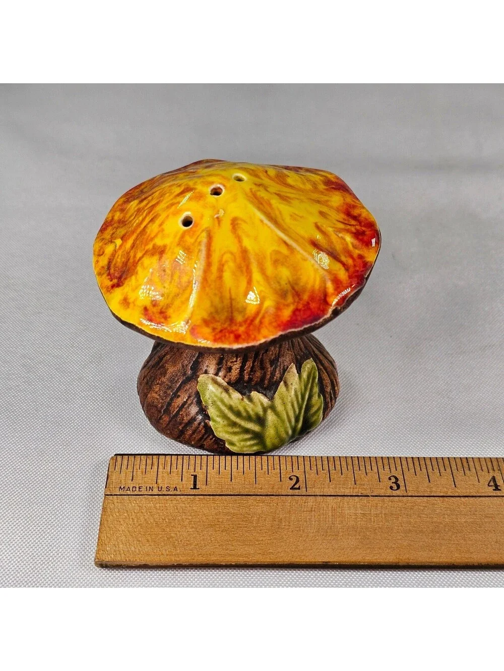 Vintage Treasure Craft Mushroom Salt and Pepper Shakers Ceramic Yellow Orange